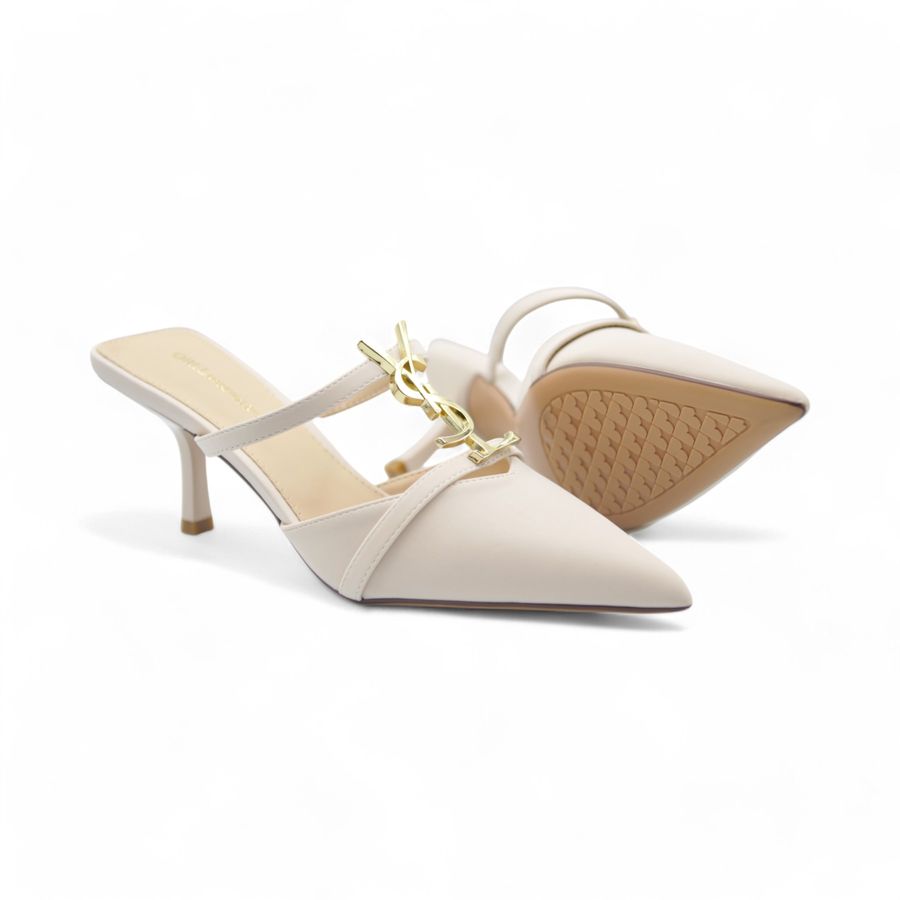 Giày Cao Gót Nữ TGG 825-23 Xi Lụa Màu Be Size 37
