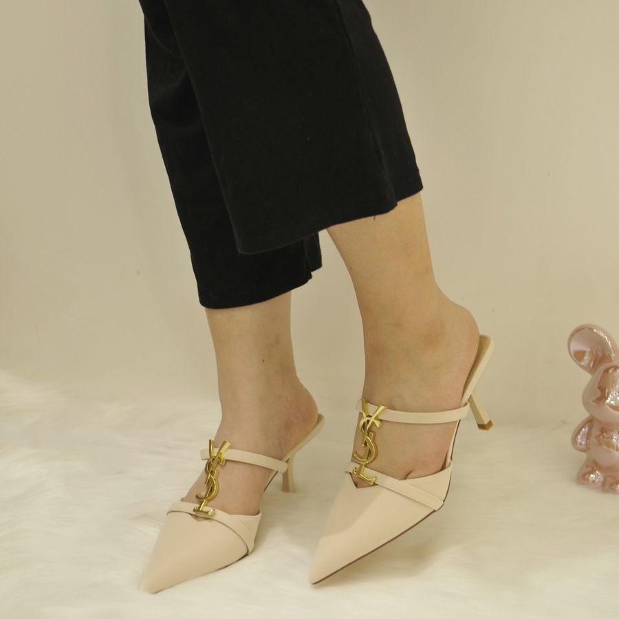 Giày Cao Gót Nữ TGG 825-23 Xi Lụa Màu Be Size 37