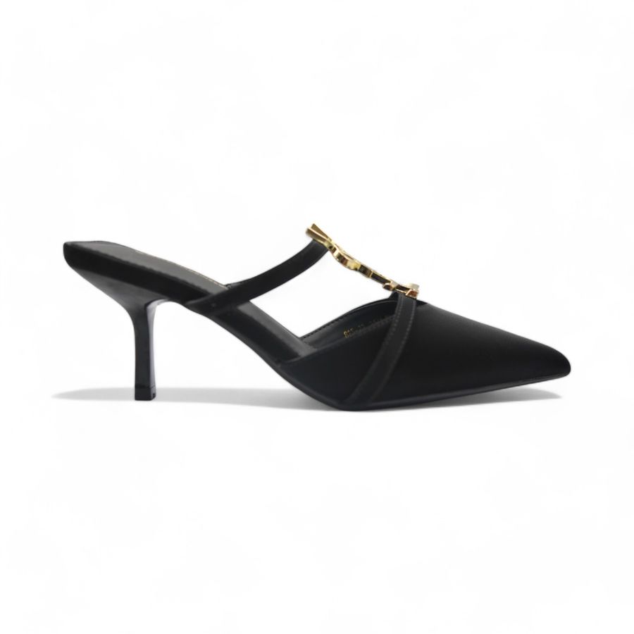 Giày Cao Gót Nữ TGG 825-23 Xi Lụa Màu Đen Size 37