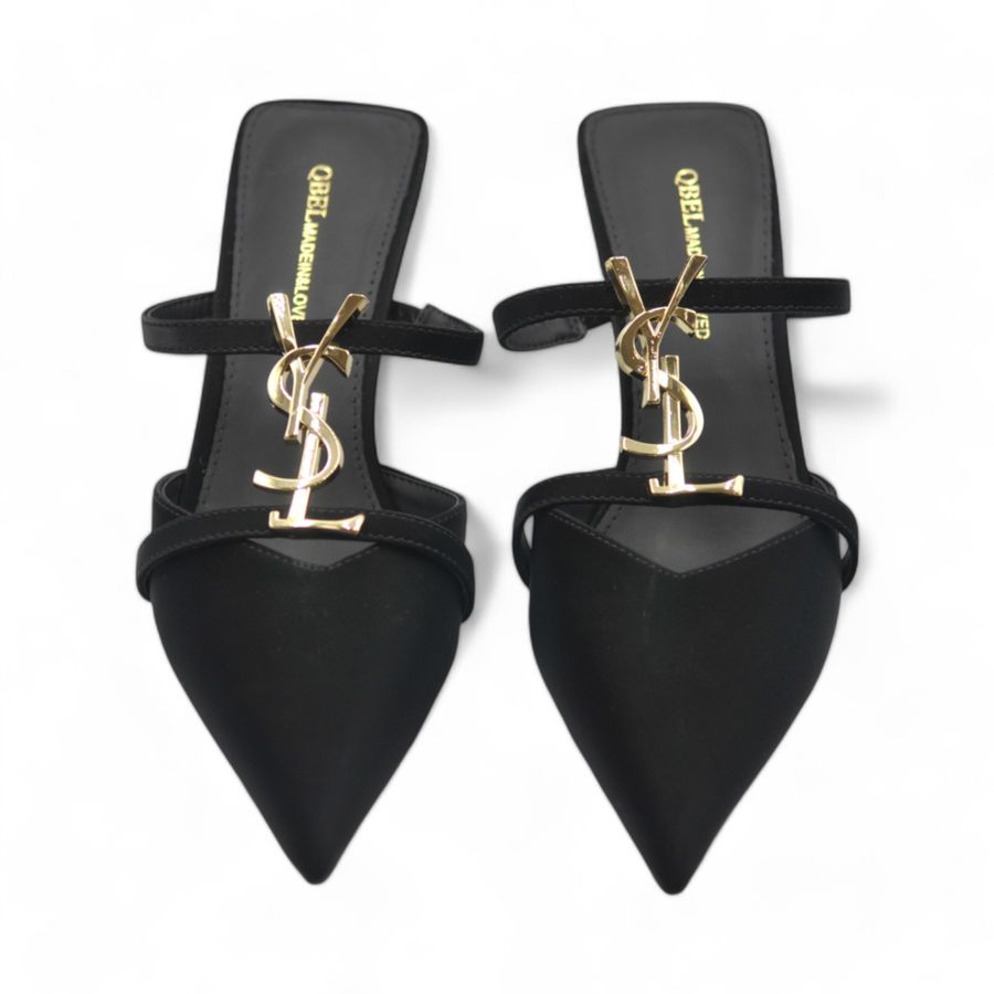 Giày Cao Gót Nữ TGG 825-23 Xi Lụa Màu Đen Size 37