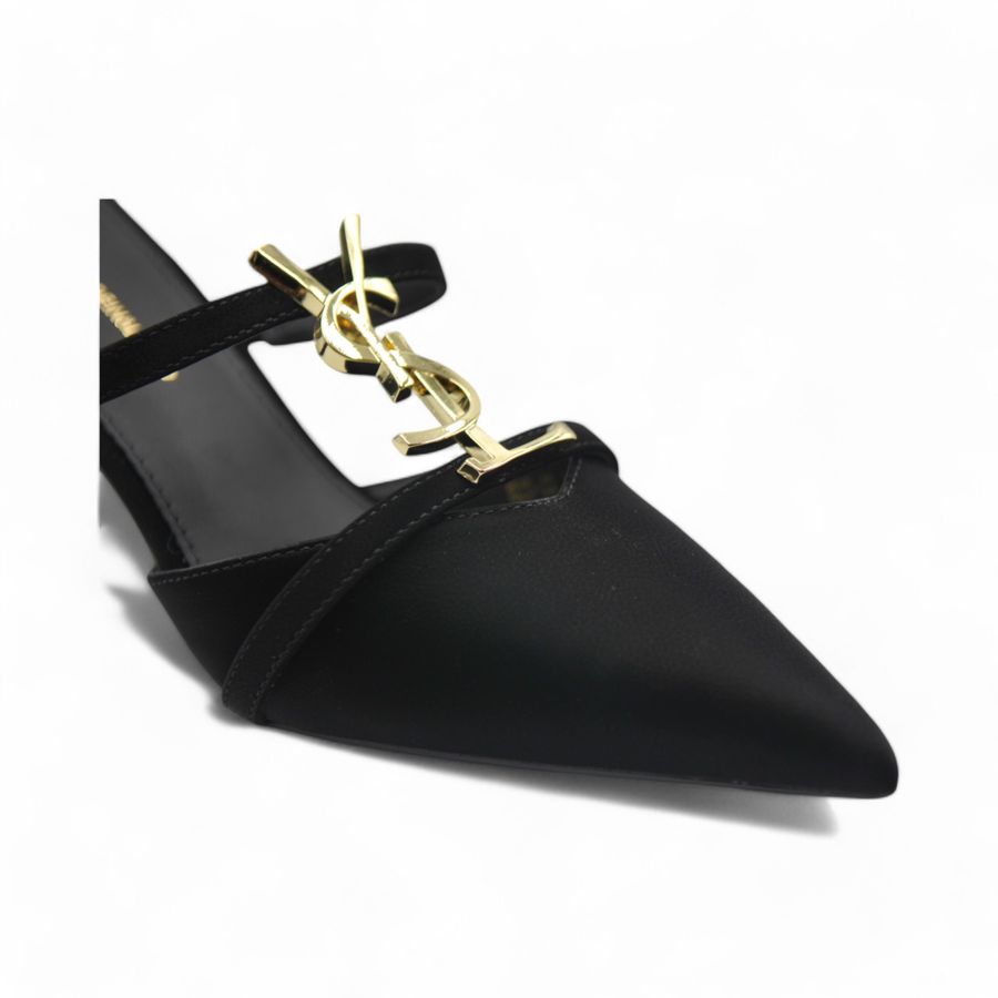 Giày Cao Gót Nữ TGG 825-23 Xi Lụa Màu Đen Size 37