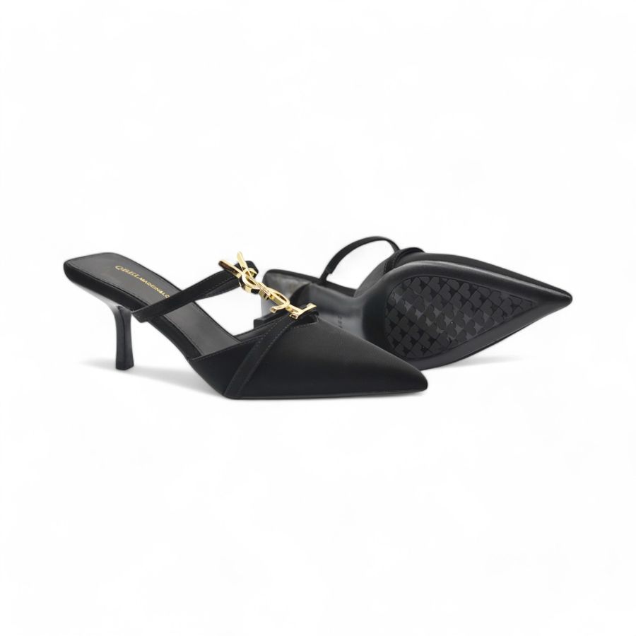 Giày Cao Gót Nữ TGG 825-23 Xi Lụa Màu Đen Size 37