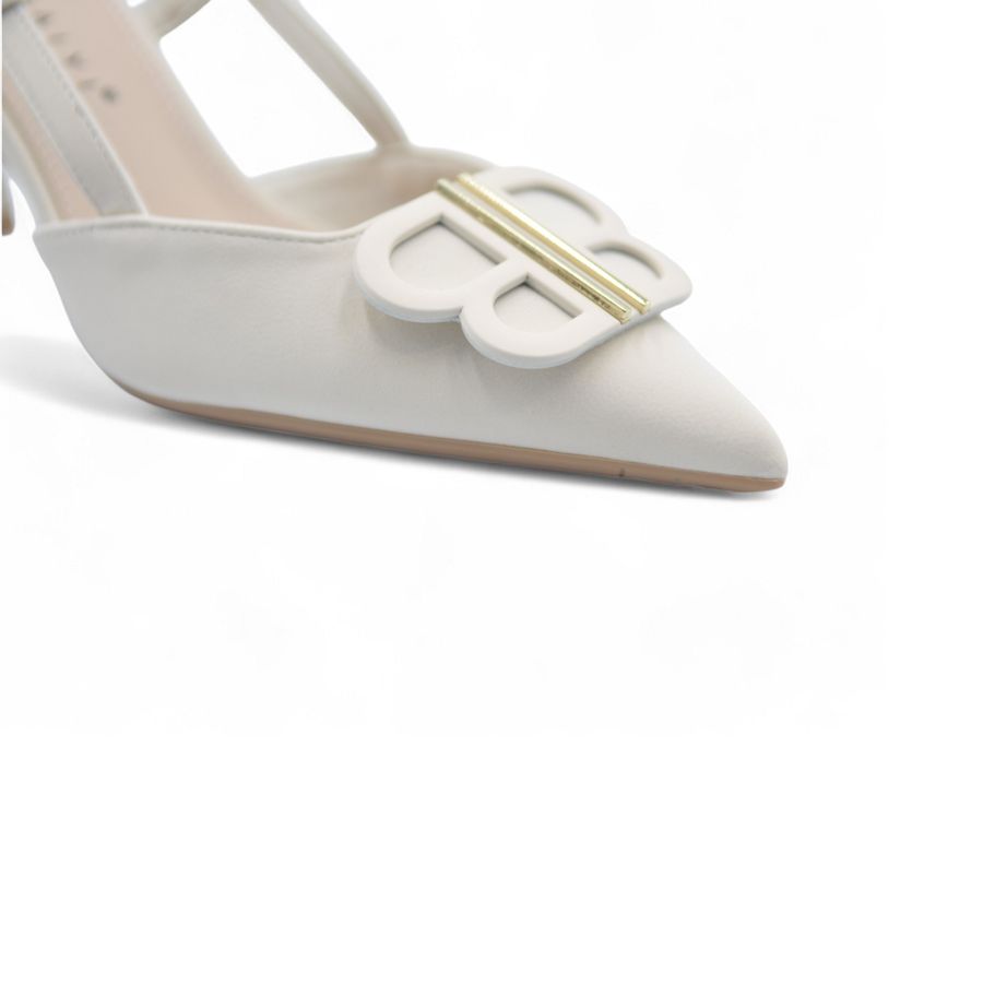 Giày Cao Gót Nữ TGG 869-2 Da Lụa Màu Be Size 35