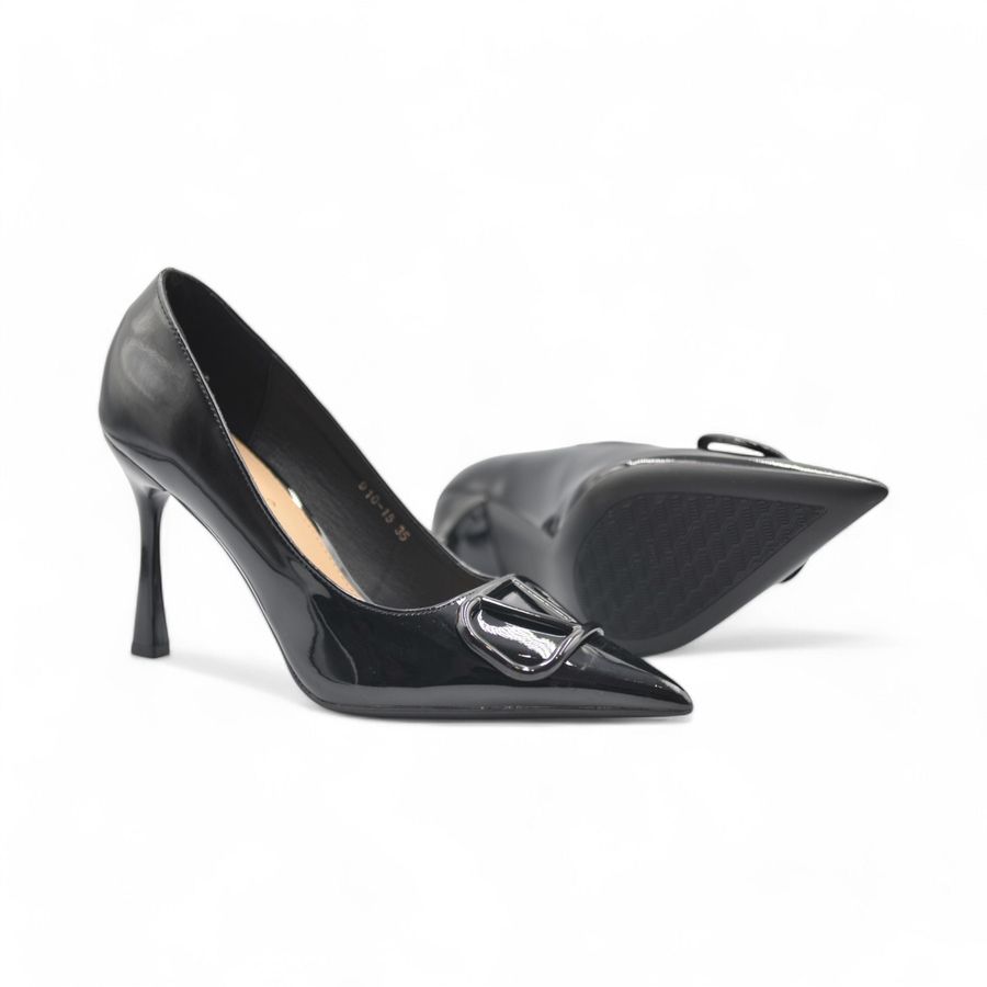 Giày Cao Gót Nữ TGG 916-15 Da Bóng Màu Đen Size 36