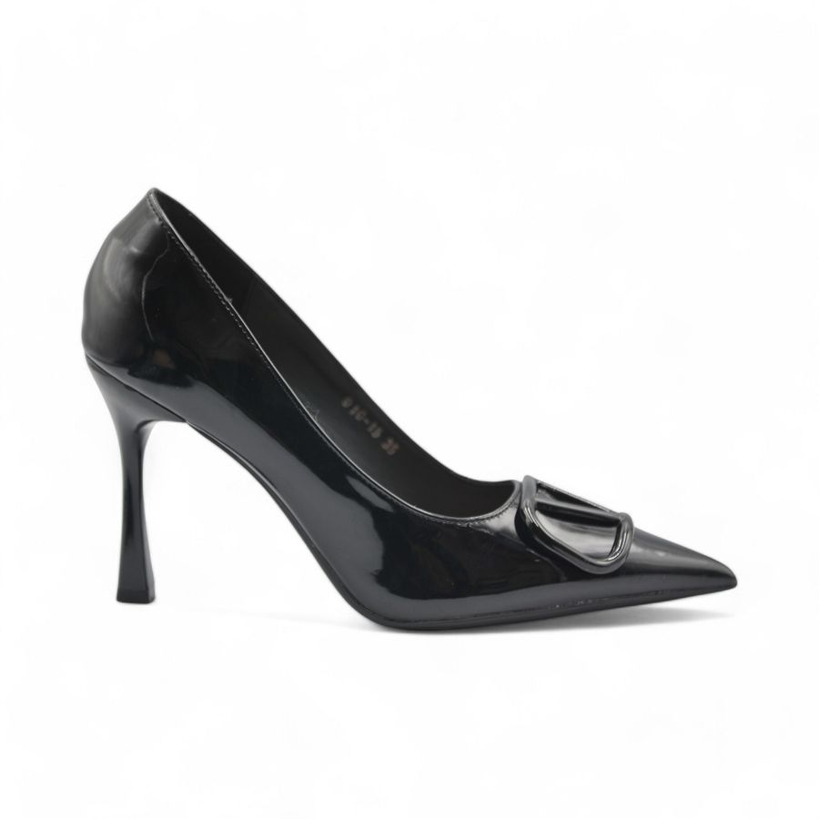Giày Cao Gót Nữ TGG 916-15 Da Bóng Màu Đen Size 39