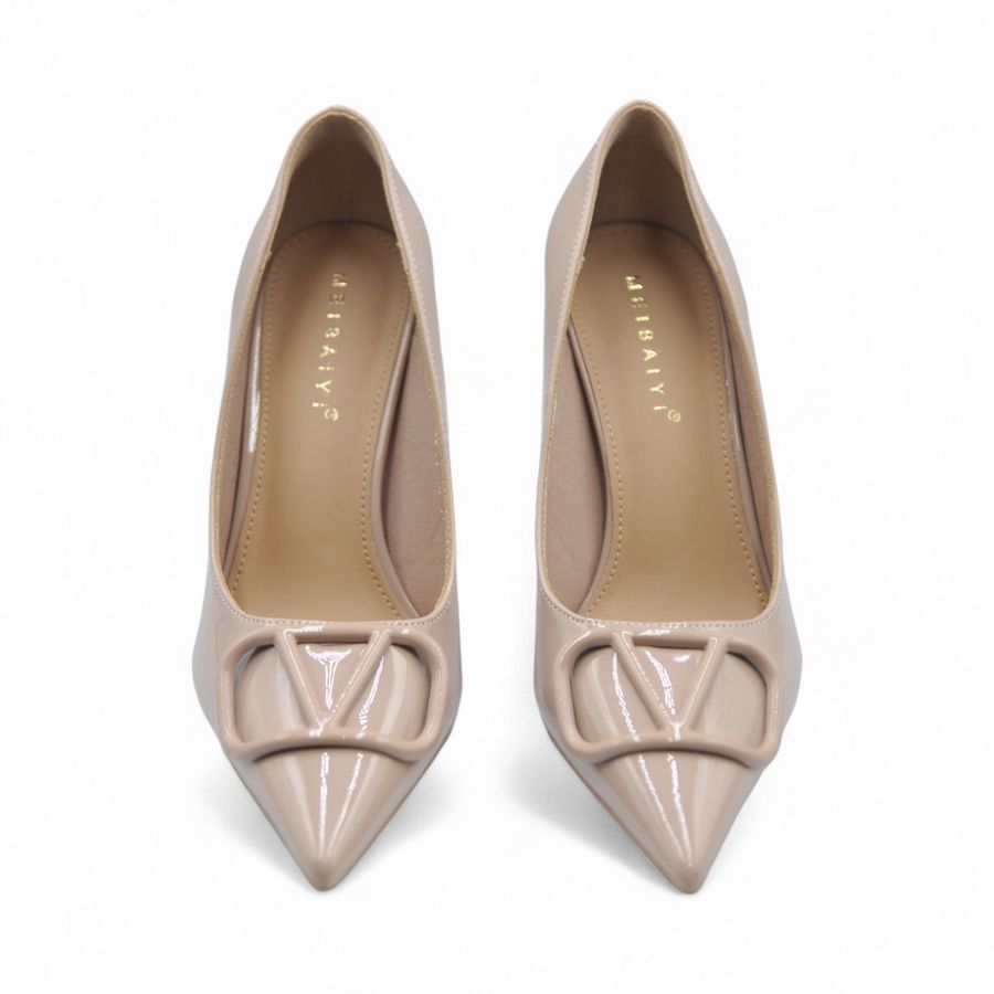 Giày Cao Gót Nữ TGG 916-15 Da Bóng Màu Nude Size 39