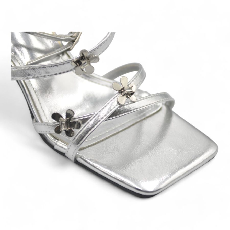 Giày Cao Gót Nữ TGG D626-21 Màu Bạc Da Trơn Size 36