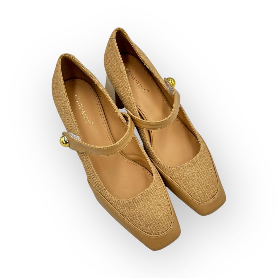 Giày Cao Gót Nữ TGG SX5299-A2 Màu Nâu Da Mềm Size 36