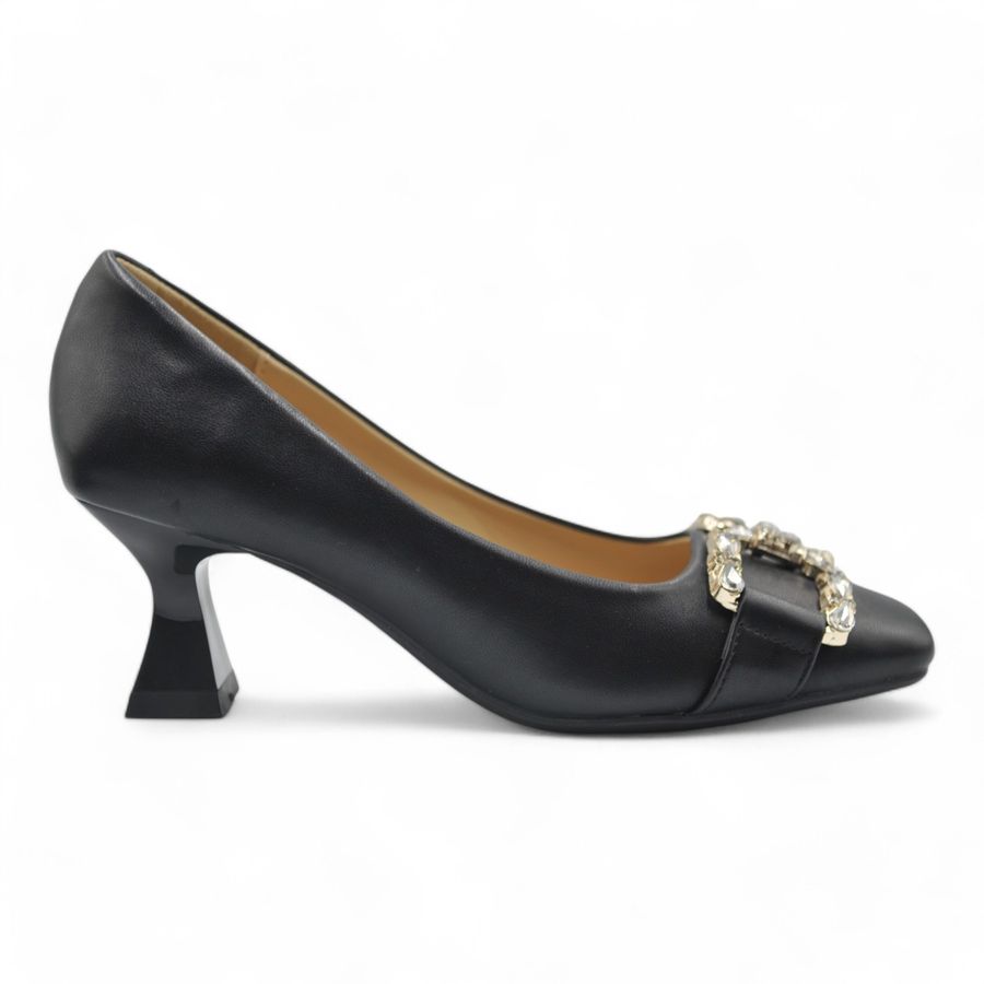 Giày Cao Gót Nữ TGG SX6388-3 Màu Đen Da Trơn Size 37