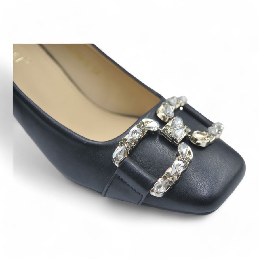 Giày Cao Gót Nữ TGG SX6388-3 Màu Đen Da Trơn Size 37