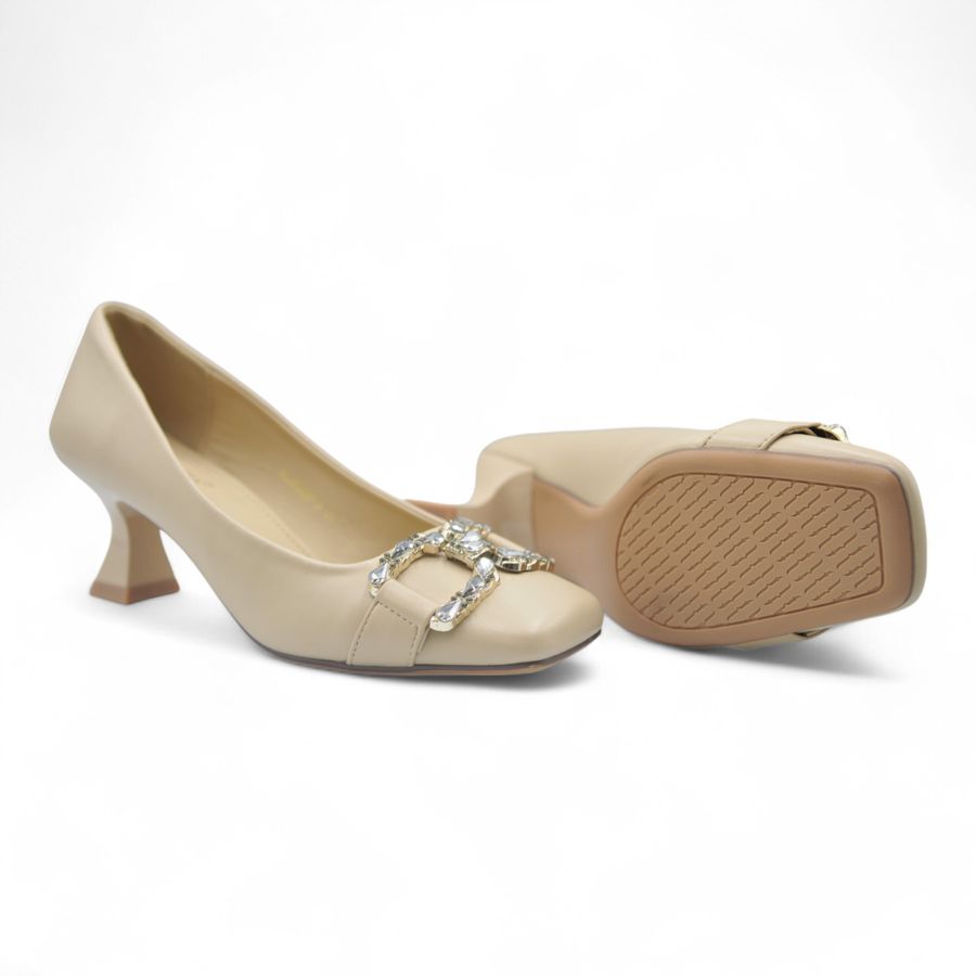 Giày Cao Gót Nữ TGG SX6388-3 Màu Nude Da Trơn Size 39