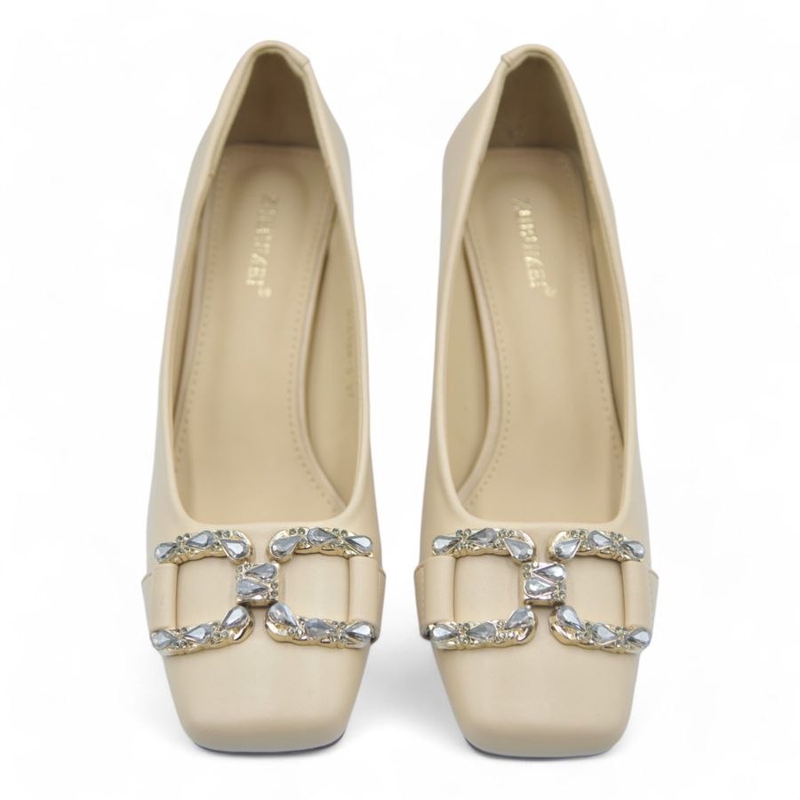 Giày Cao Gót Nữ TGG SX6388-3 Màu Nude Da Trơn Size 40