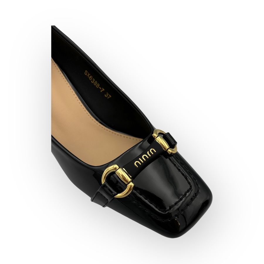 Giày Cao Gót Nữ TGG SX6388-7 Màu Đen Da Trơn Size 37