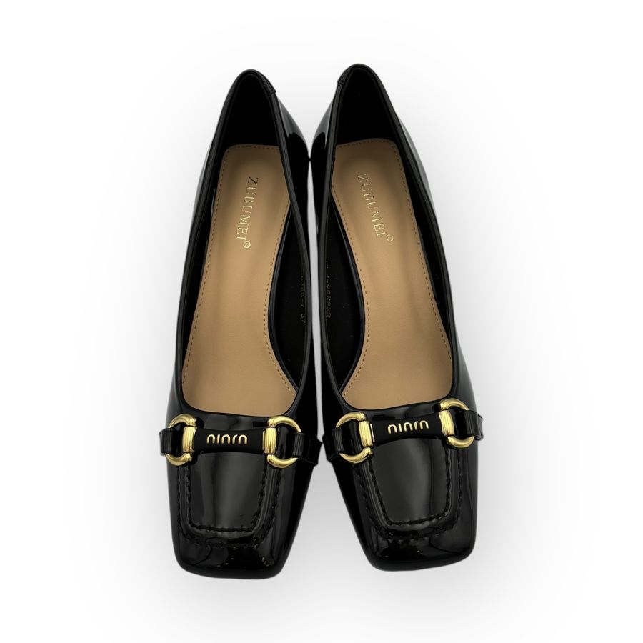 Giày Cao Gót Nữ TGG SX6388-7 Màu Đen Da Trơn Size 37