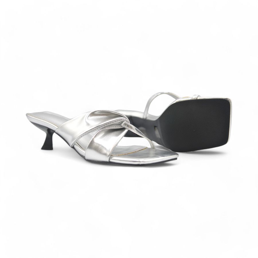 Giày Cao Gót Nữ TGG UN6022-2 Màu Bạc Da Mềm Size 39