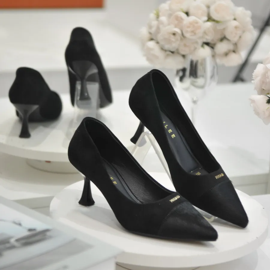 Giày Cao Gót TGG 5011 Màu Đen Da Lộn Size 39