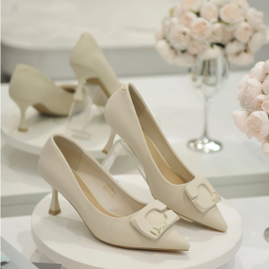 Giày cao gót TGG F3106-2 Da Lì Màu Be Size 36