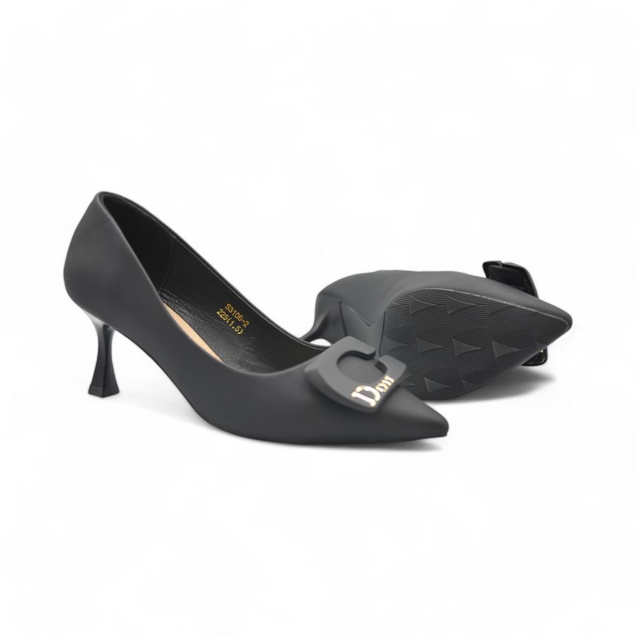 Giày cao gót TGG F3106-2 Da Lì Màu Đen Size 37