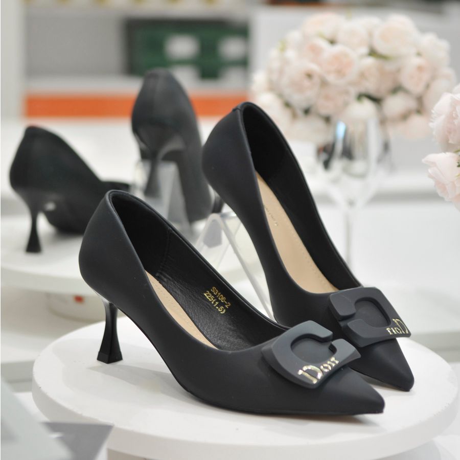 Giày cao gót TGG F3106-2 Da Lì Màu Đen Size 37