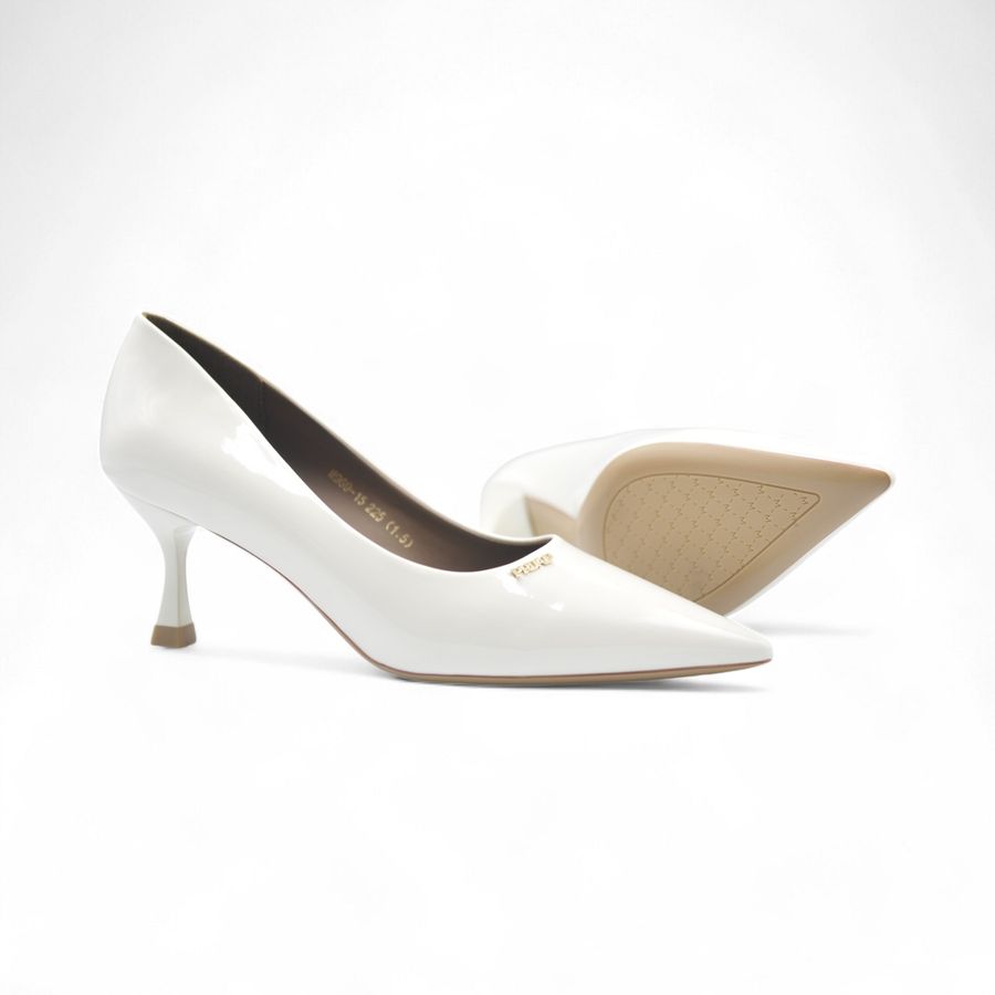 Giày Cao Gót TGG M969-15 Màu Trắng Da Bóng Size 37