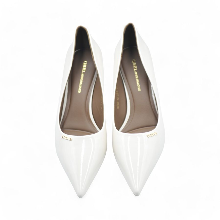 Giày Cao Gót TGG M969-15 Màu Trắng Da Bóng Size 37