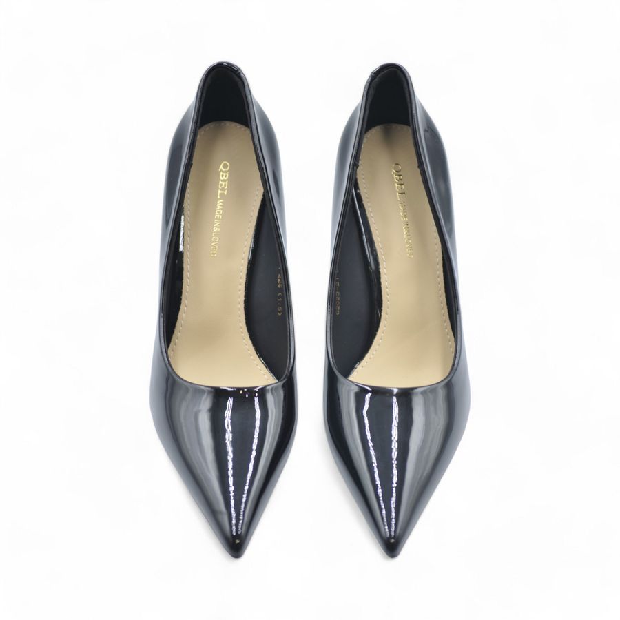 Giày Cao Gót TGG Q2023-21 Màu Đen Da Bóng Size 38