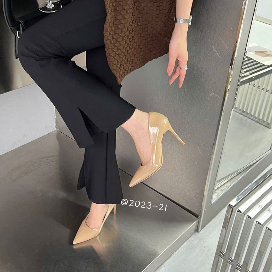 Giày Cao Gót TGG Q2023-21 Màu Nude Da Bóng Size 36