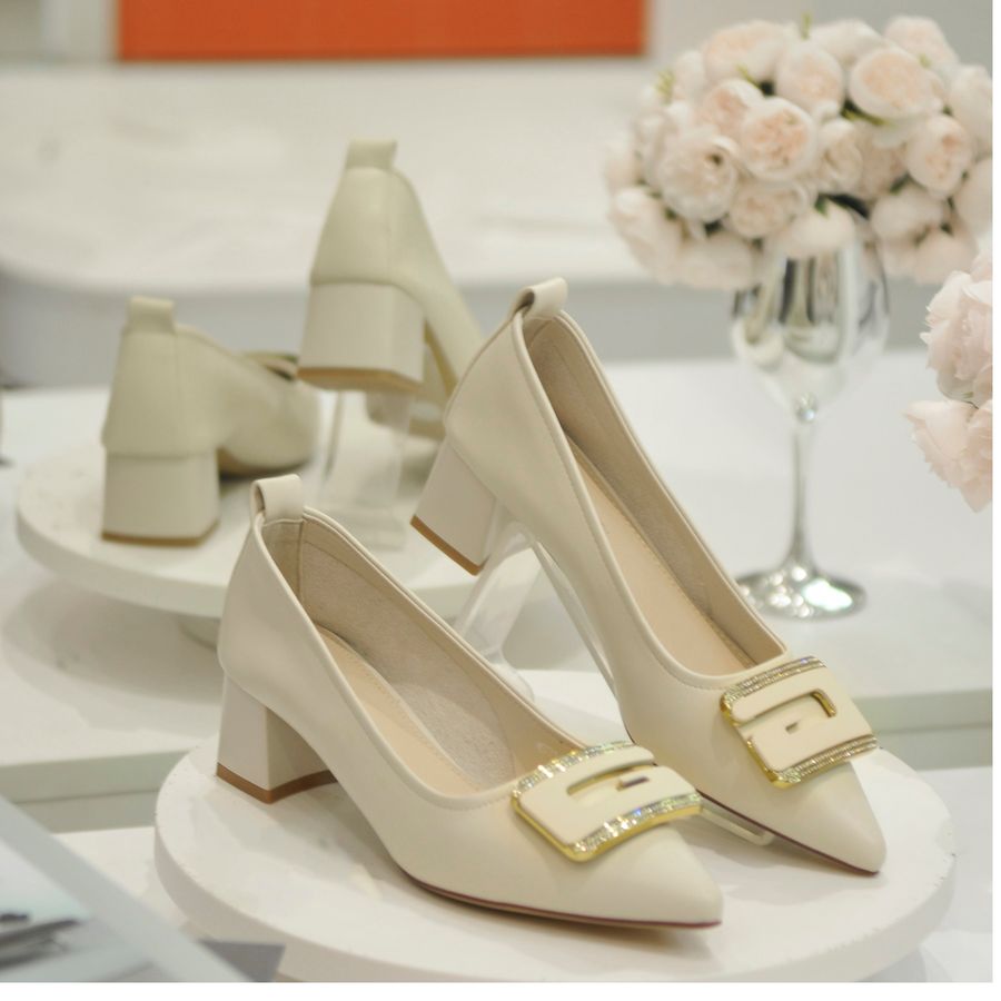 Giày cao gót TGG W5771 Da Mềm Màu Be Size 36