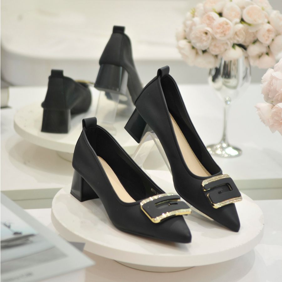 Giày cao gót TGG W5771 Da Mềm Màu Đen Size 36