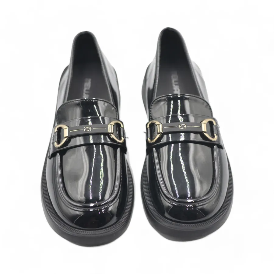 Giày Loafer Nữ TGG 9617 Màu Đen Da Bóng Size 35