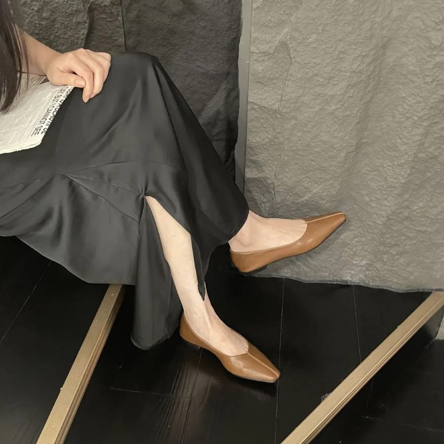 Giày Loafer Nữ TGG D236-1 Màu Nâu Da Mềm Size 35