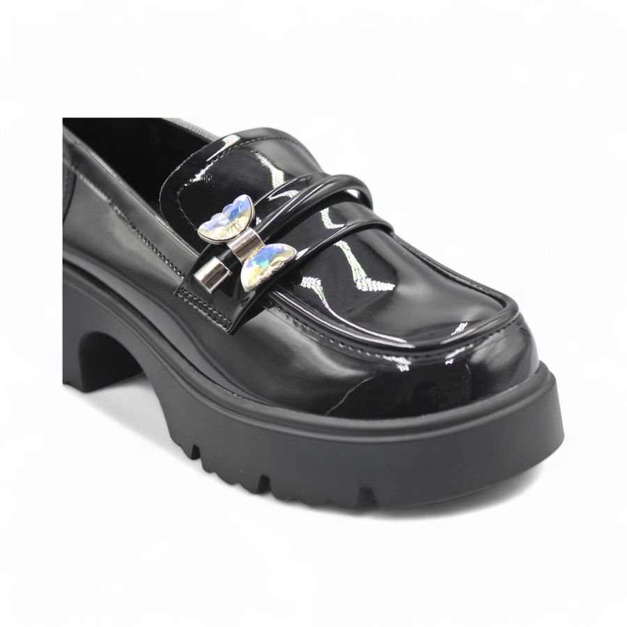 Giày Loafer Nữ TGG KL98822 Màu Đen Da Bóng Size 35
