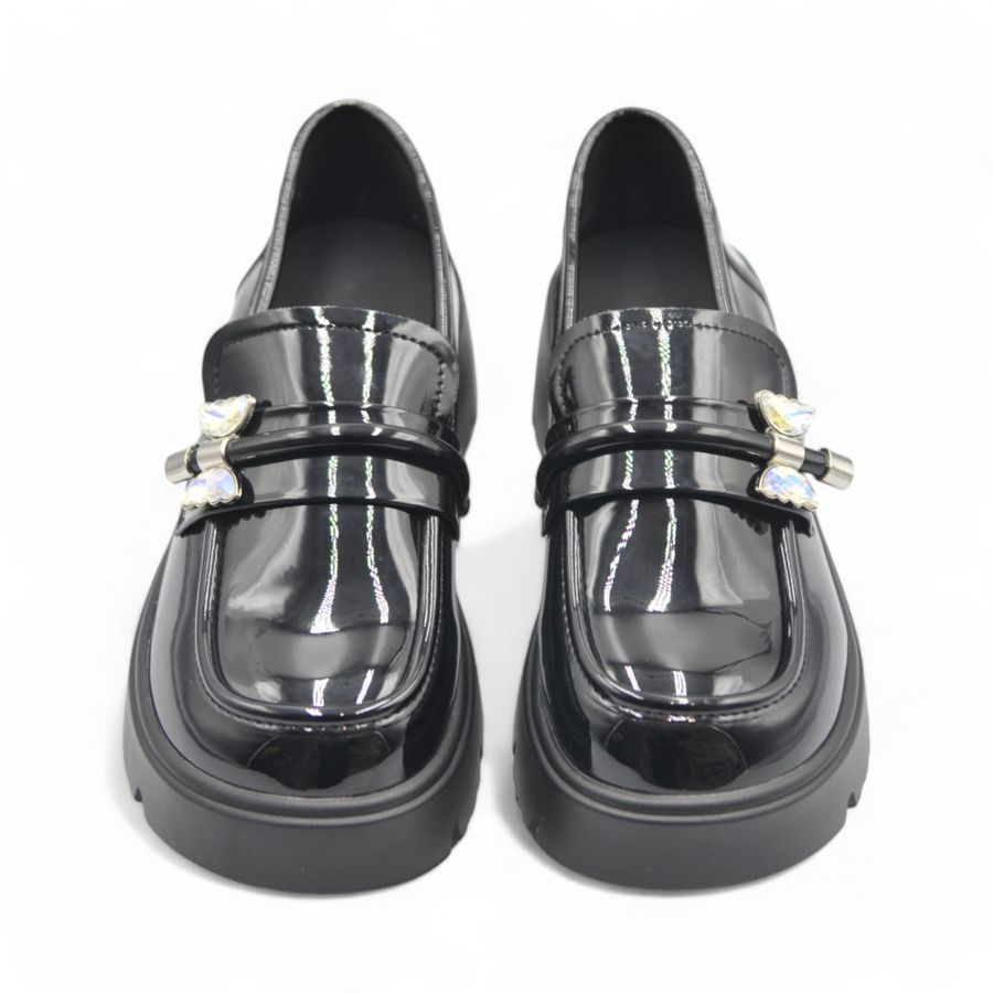 Giày Loafer Nữ TGG KL98822 Màu Đen Da Bóng Size 35