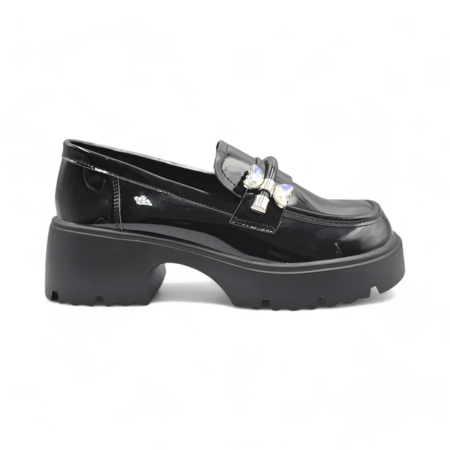 Giày Loafer Nữ TGG KL98822 Màu Đen Da Bóng Size 35