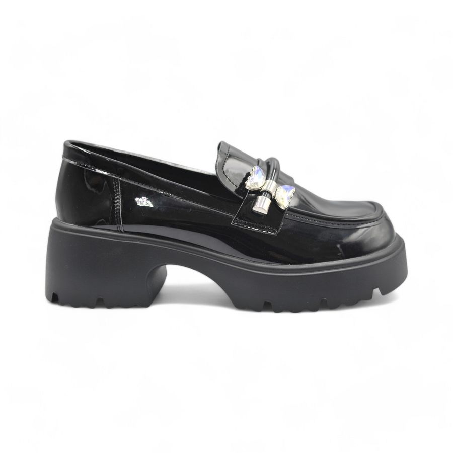 Giày Loafer Nữ TGG KL98822 Màu Đen Da Bóng Size 36