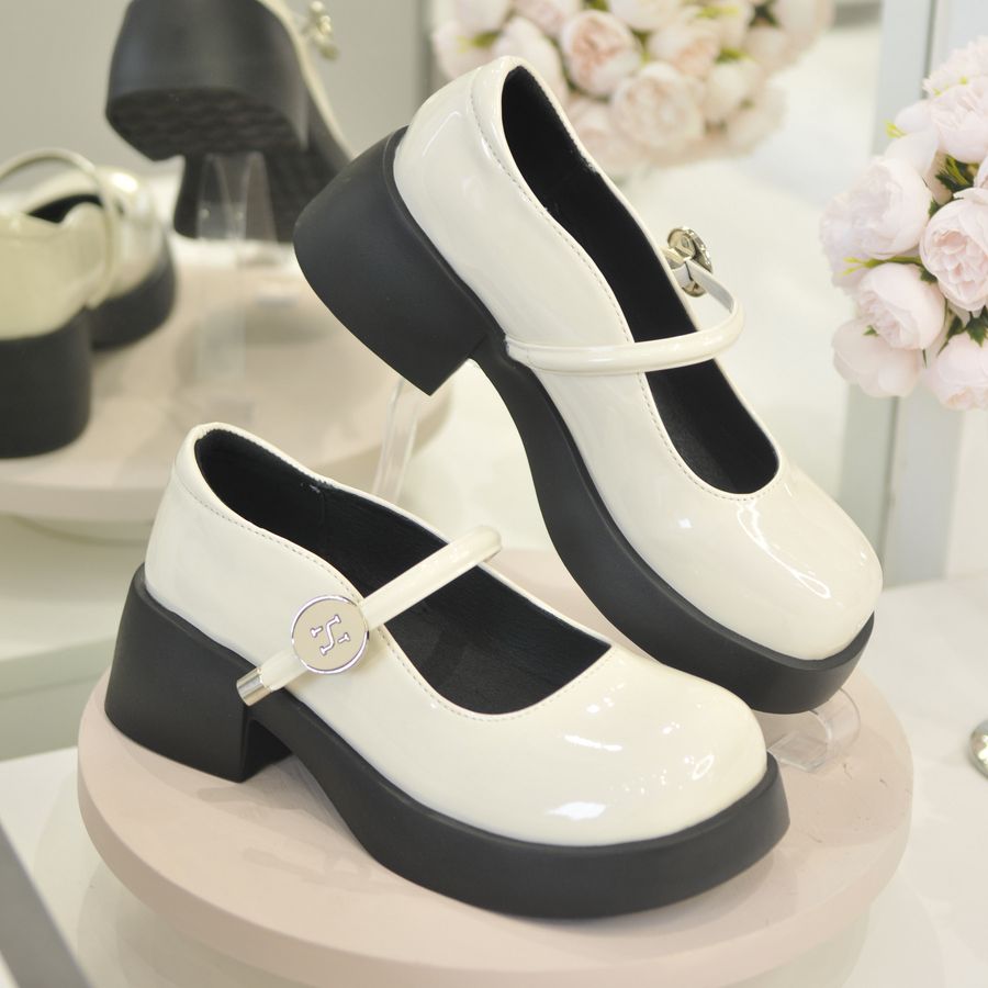 Giày Lolita Nữ TGG A88-11 Màu Trắng Da Bóng Size 39