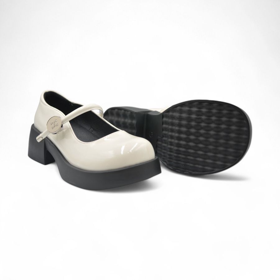 Giày Lolita Nữ TGG A88-11 Màu Trắng Da Bóng Size 39