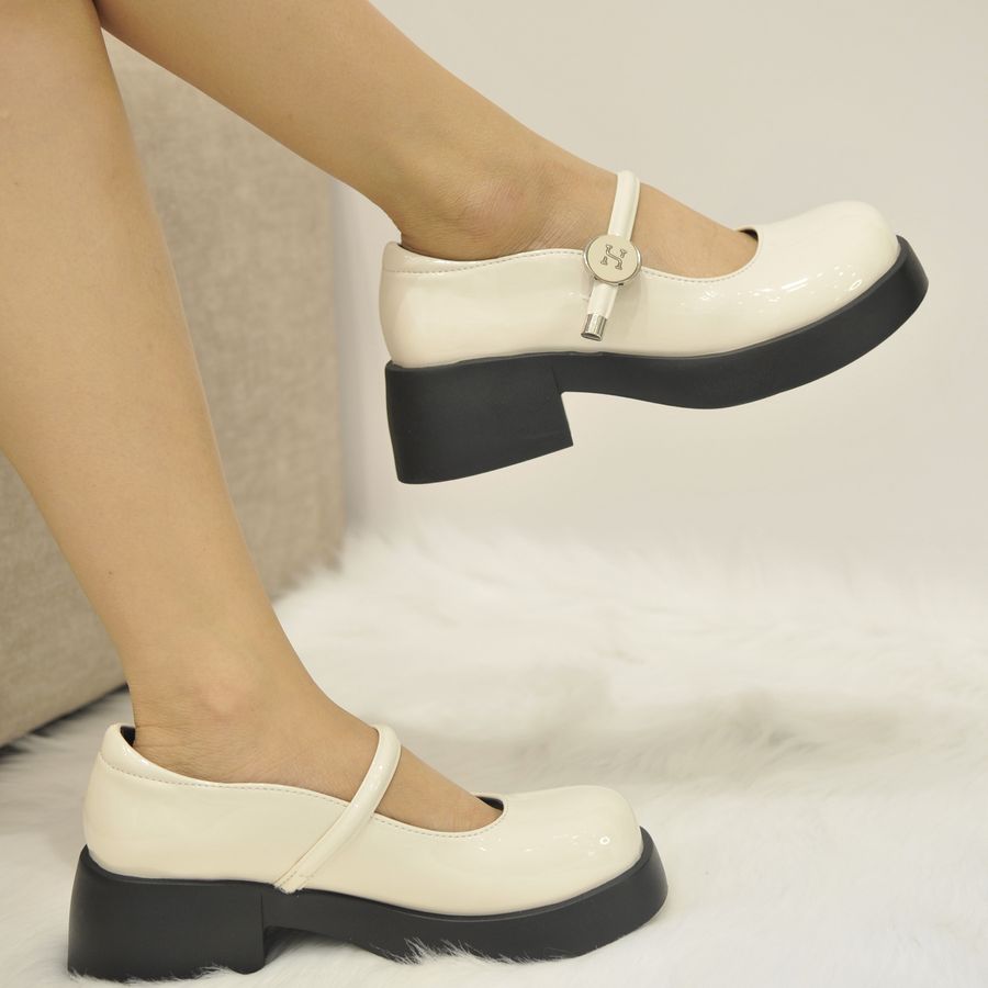 Giày Lolita Nữ TGG A88-11 Màu Trắng Da Bóng Size 39