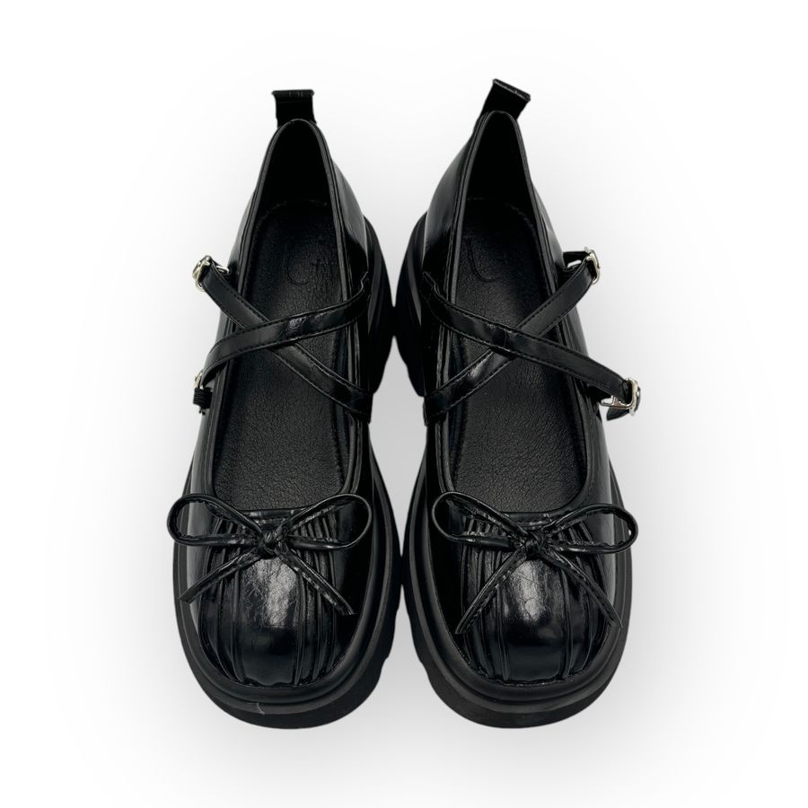 Giày Lolita Nữ TGG L01-2 Màu Đen Da Mềm Size 37