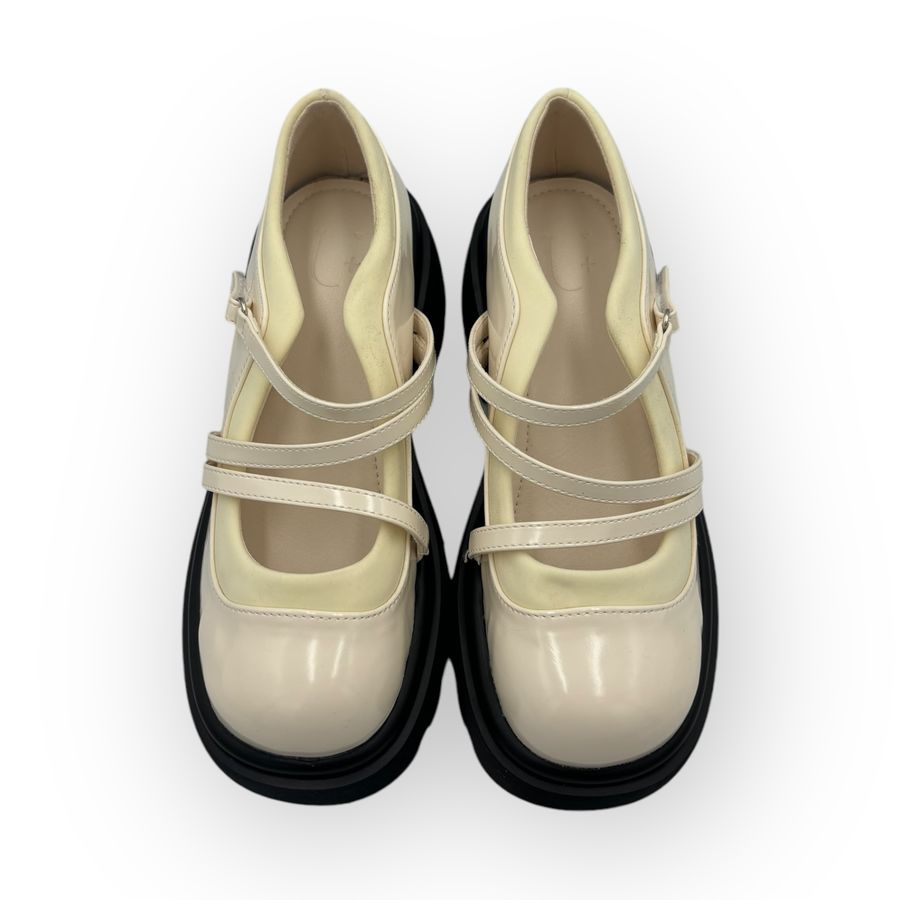 Giày Lolita Nữ TGG L01-5 Da Bóng Màu Trắng Size 36