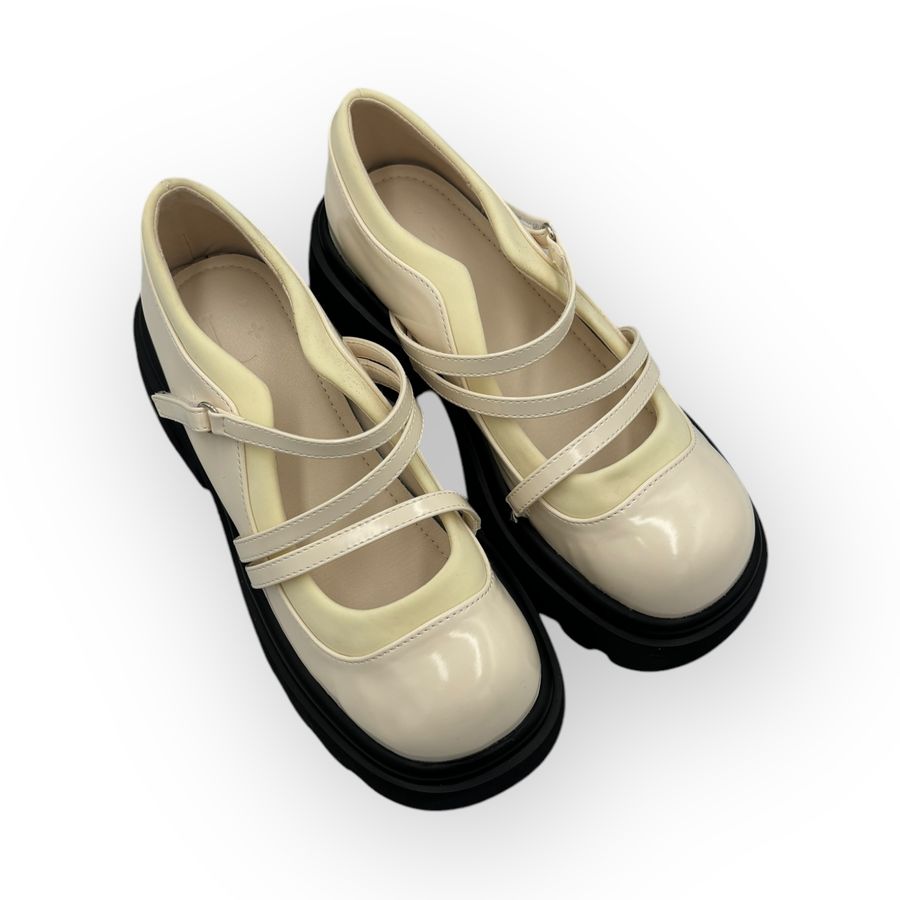 Giày Lolita Nữ TGG L01-5 Da Bóng Màu Trắng Size 36