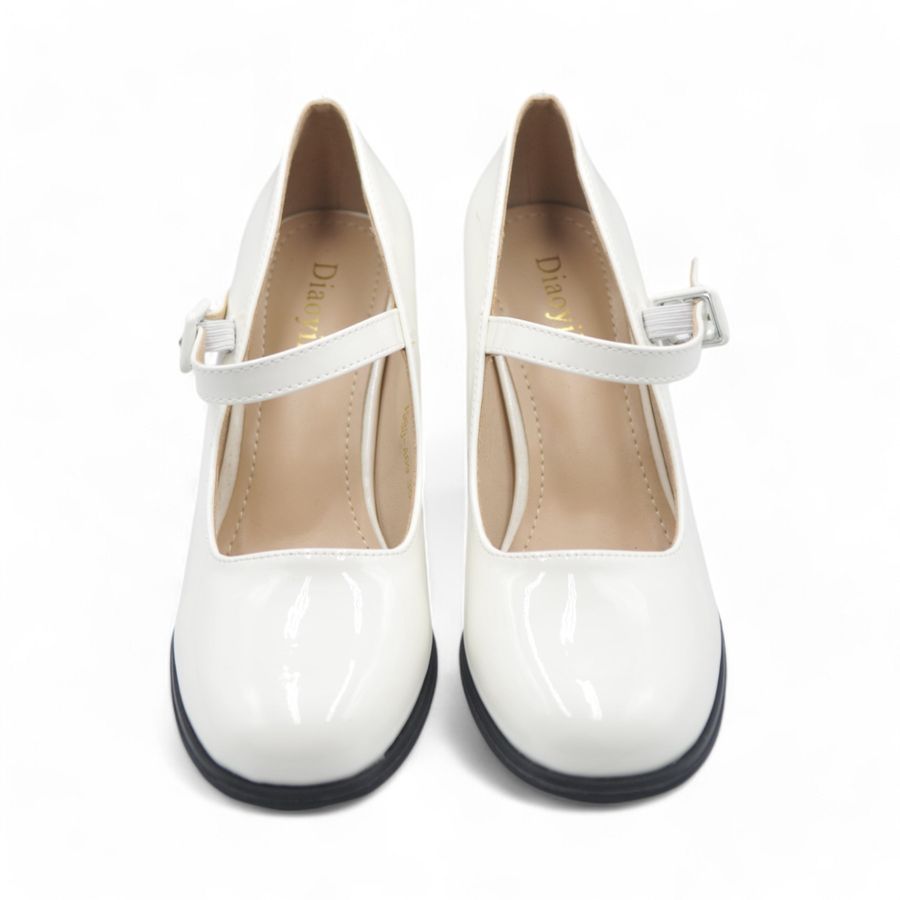 Giày Mary Jane Nữ TGG 1988-A69 Màu Trắng Da Bóng Size 35