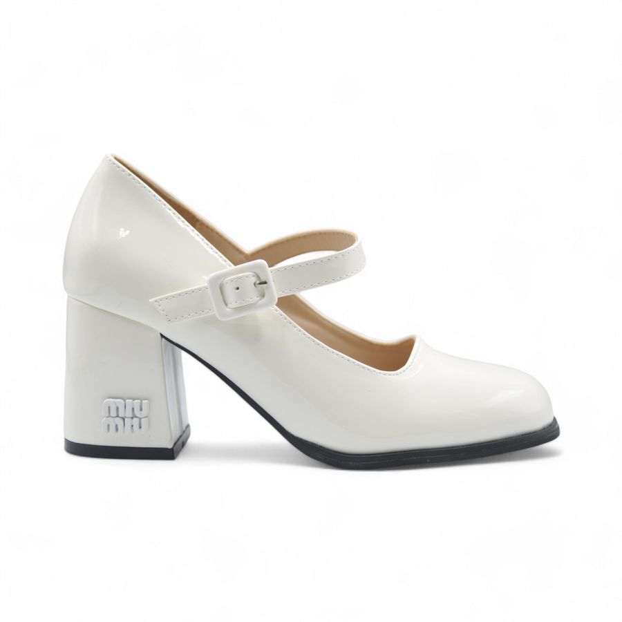 Giày Mary Jane Nữ TGG 1988-A69 Màu Trắng Da Bóng Size 38