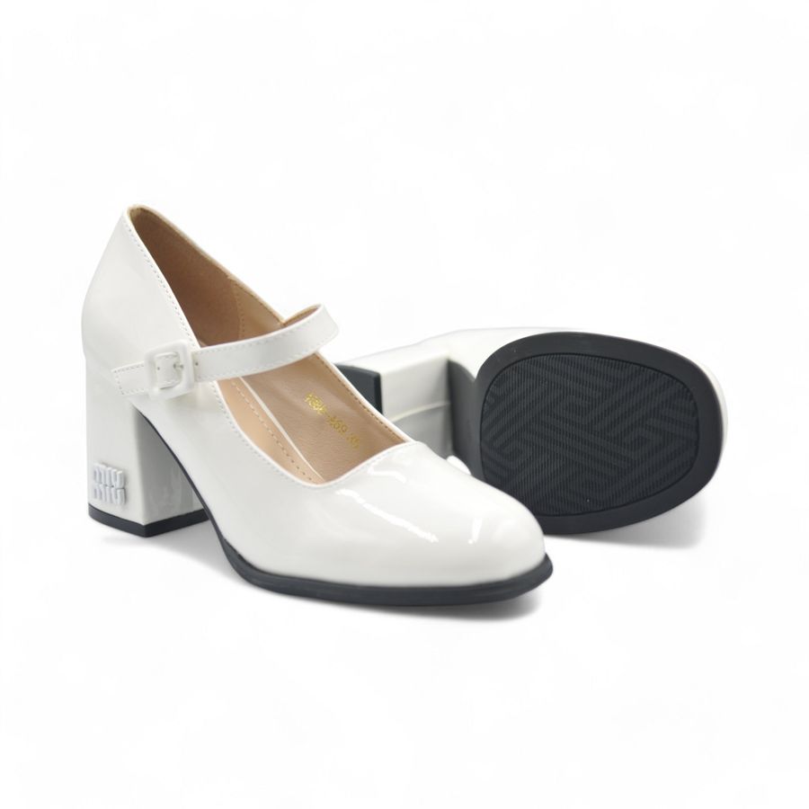 Giày Mary Jane Nữ TGG 1988-A69 Màu Trắng Da Bóng Size 38