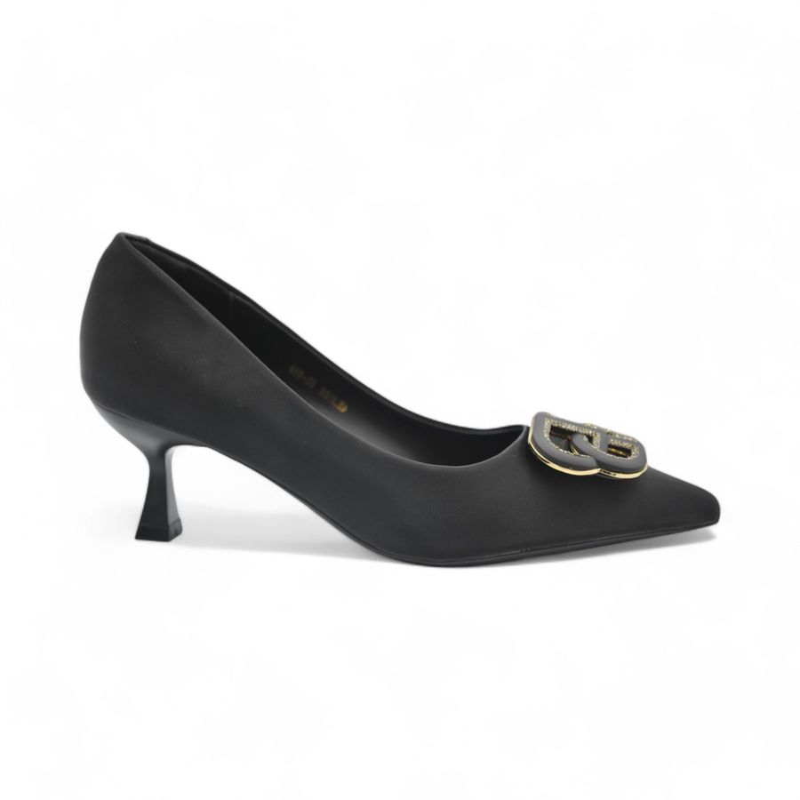 Giày Cao Gót TGG 668-35 Màu Đen Da Lụa Size 37