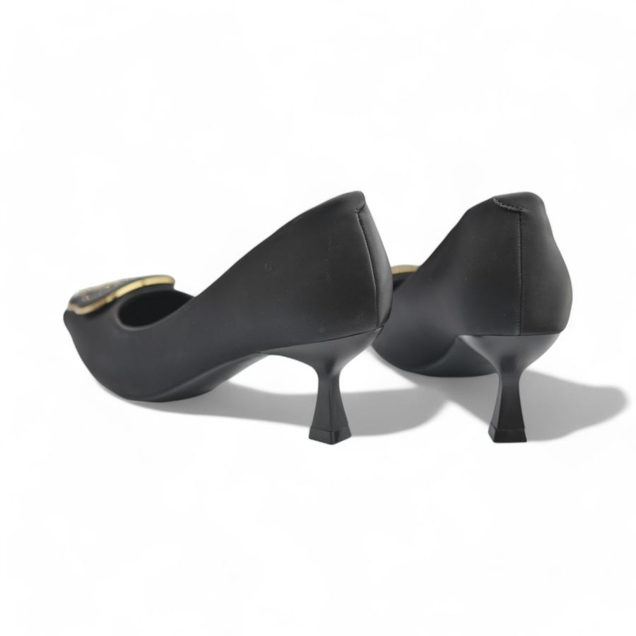 Giày Cao Gót TGG 668-35 Màu Đen Da Lụa Size 37