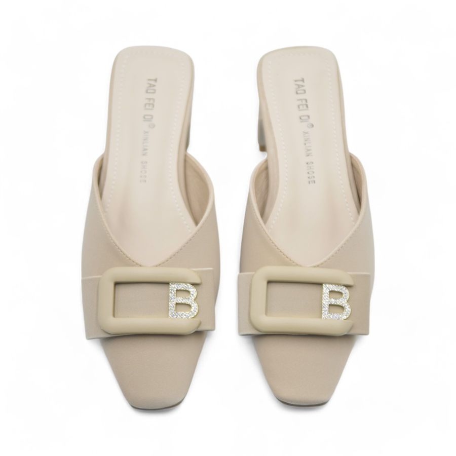 Giày Sục Nữ TGG 8338-67 Màu Be Da Lụa Size 37