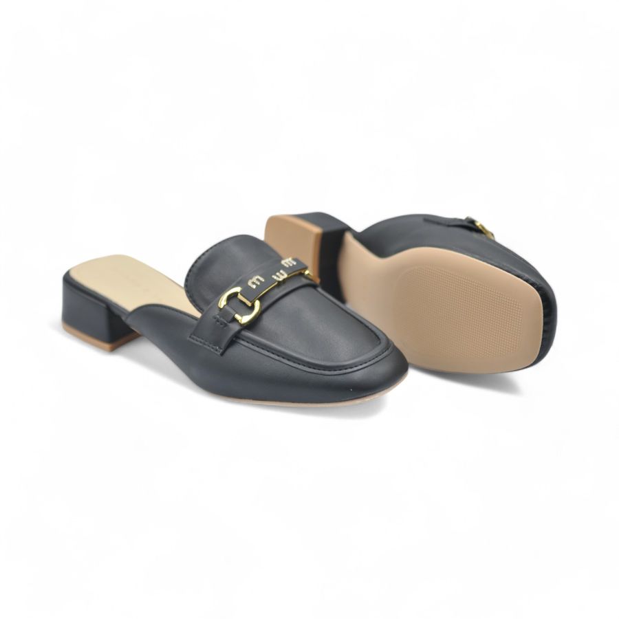 Giày Sục Nữ TGG A6606 Màu Đen Da Lì Size 35