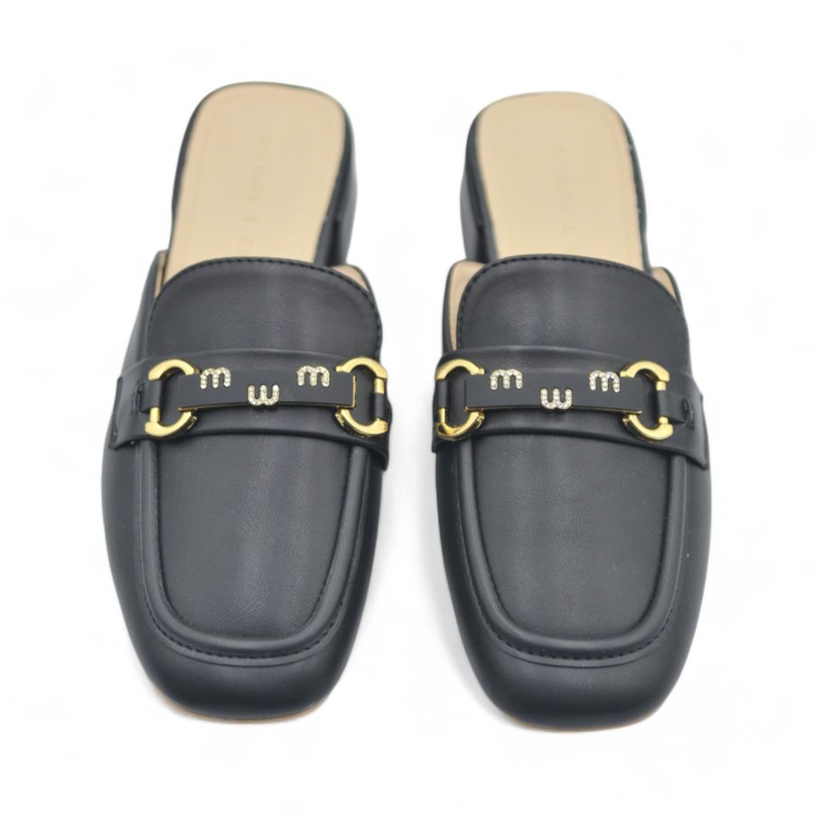 Giày Sục Nữ TGG A6606 Màu Đen Da Lì Size 35