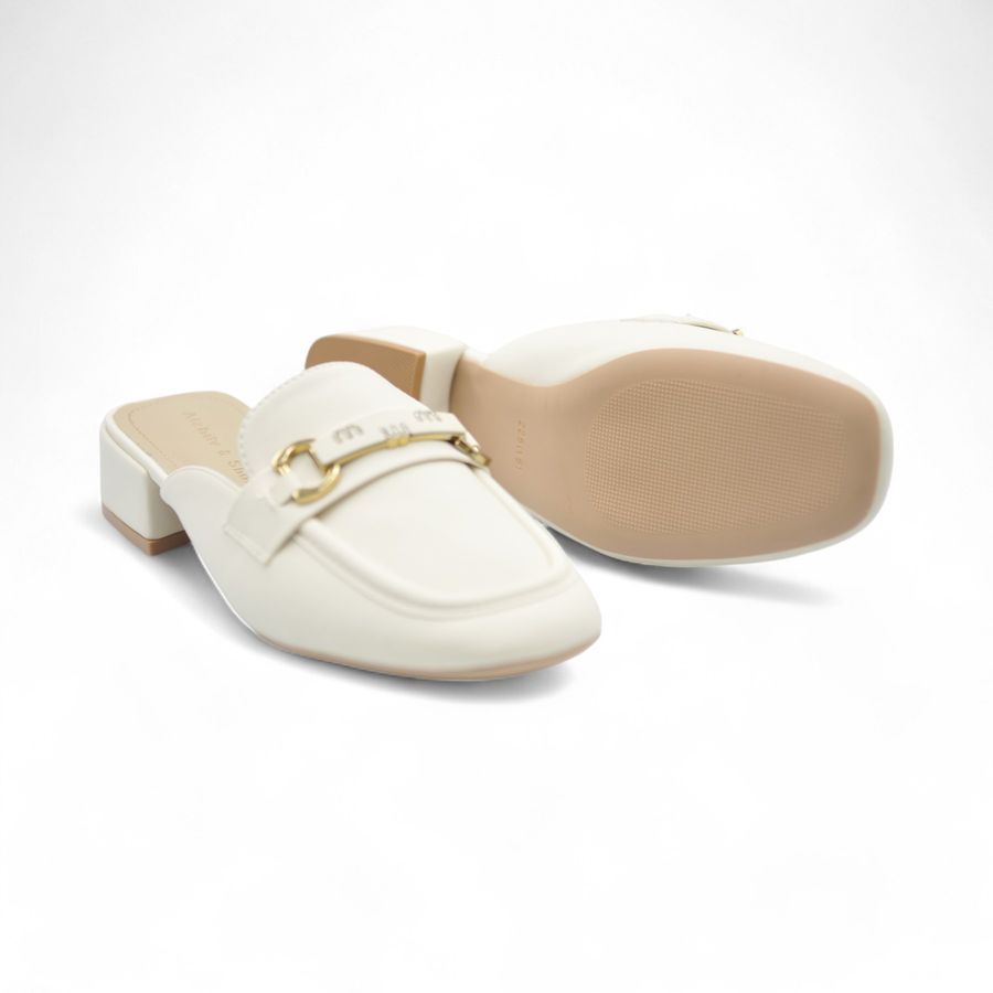 Giày Sục Nữ TGG A6606 Màu Trắng Da Lì Size 35